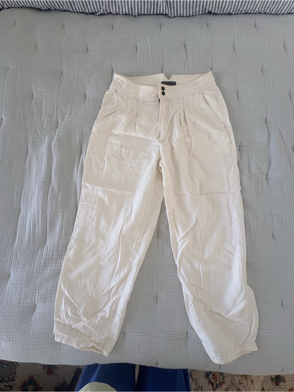 Anthropologie Lightweight Cream Cargo Joggers